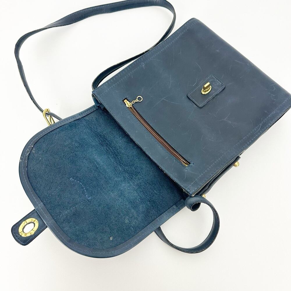 Coronado Leather Blue Leather Flap Messenger Crossbody Bag - Picture 7 of 11